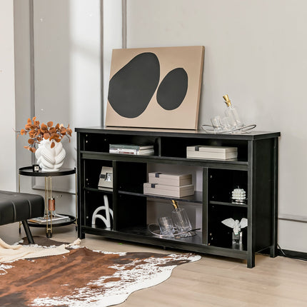 58 Inch TV Stand Entertainment Console Center with Adjustable Open Shelves-Black