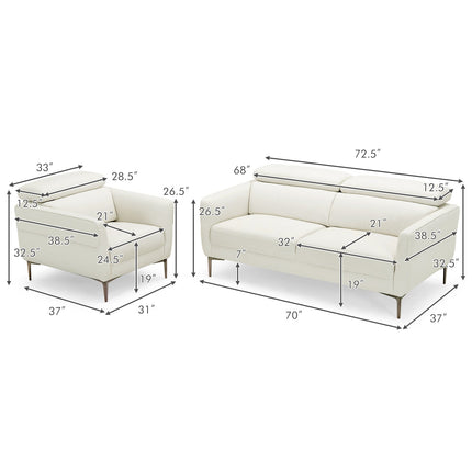 Modern Couched Sofa set with Adjustable Headrest