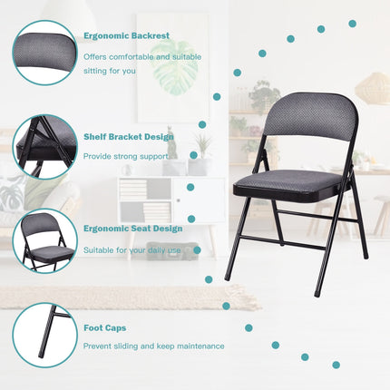 4 Pieces Fabric Upholstered Padded Seat Folding Chairs Seet