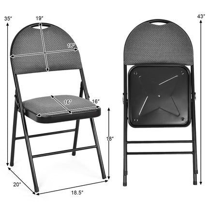 Set of 6 Folding Fabric Upholstered Metal Chairs