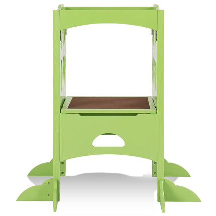 Folding Kids Kitchen Counter Step Stool-Green