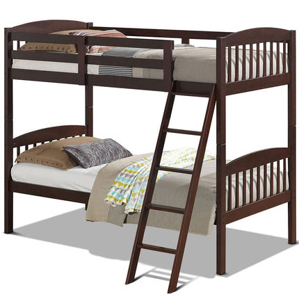 Solid Wood Twin Bunk Beds with Detachable Kids Ladder