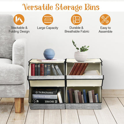 Set of 4 Storage Bins Stackable Cubes with Lid