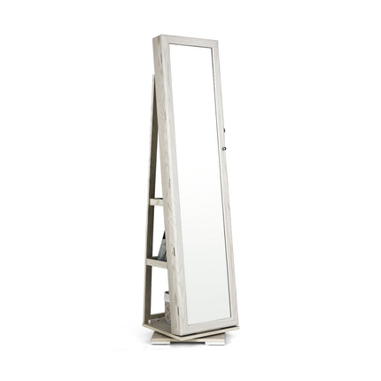 360° Rotatable 2-in-1 Lockable Jewelry Cabinet with Full-Length Mirror