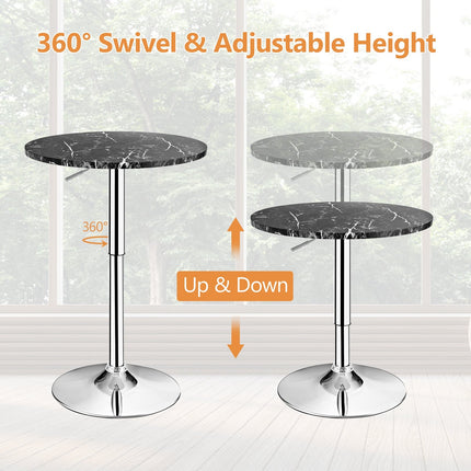 360° Swivel Cocktail Pub Table with Sliver Leg and Base