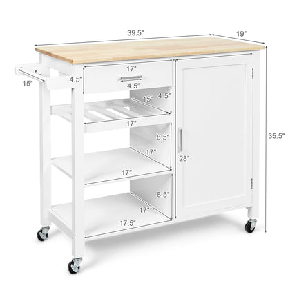 Kitchen Island Cart Rolling Serving Cart Wood Trolley
