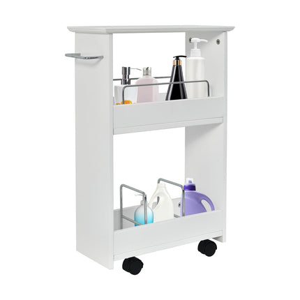 Slim Rolling 3-Tier Bathroom Mobile Shelving Cabinet wih Handle