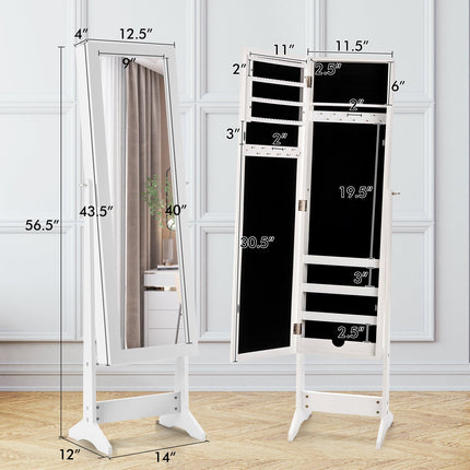 Mirrored Standing Jewelry Cabinet Storage Box