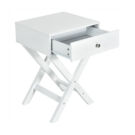 Modern X-Shaped Nightstand with Drawer for Living Room Bedroom
