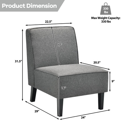 Modern Armless Accent Sofa Chair with Rubber Wood Legs