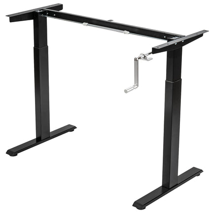 Hand Crank Sit to Stand Desk Frame Height Adjustable Standing Base-Gray