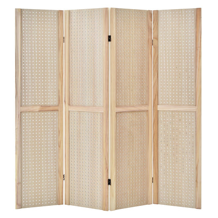 4-Panel Pegboard Display 5 Feet Tall Folding Privacy Screen for Craft Display Organized