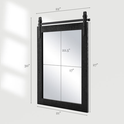 30 x 22 Inch Wall Mount Mirror with Wood Frame