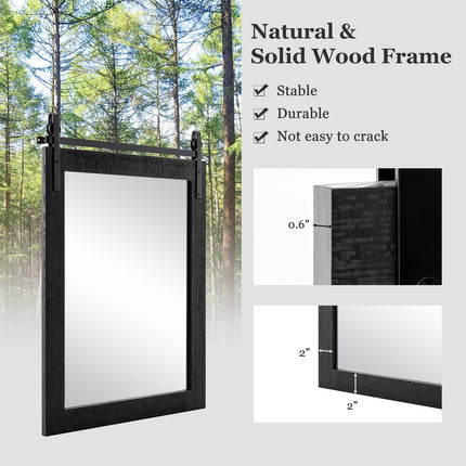 30 x 22 Inch Wall Mount Mirror with Wood Frame