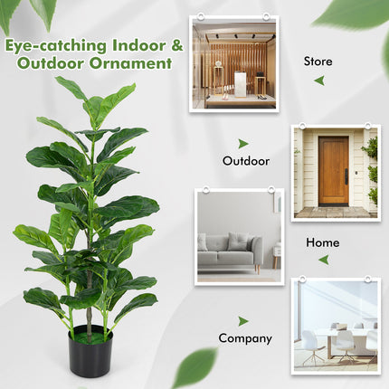 2-Pack Artificial Fiddle Leaf Fig Tree for Indoor and Outdoor