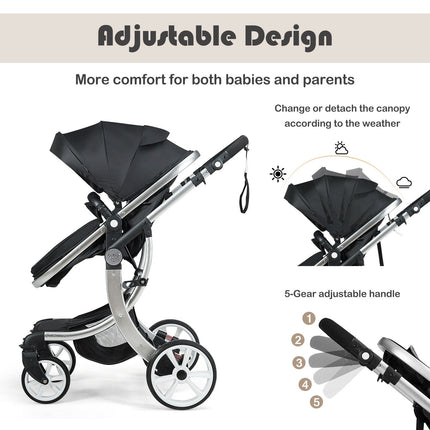 Folding Aluminum Infant Reversible Stroller with Diaper Bag
