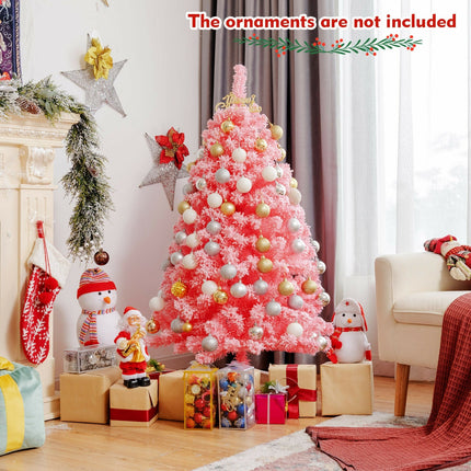 Pink Christmas Tree with Snow Flocked PVC Tips and Metal Stand
