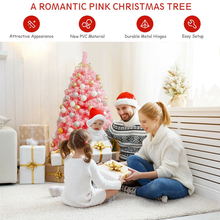 Pink Christmas Tree with Snow Flocked PVC Tips and Metal Stand
