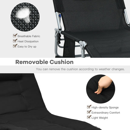 4-Fold Oversize Padded Folding Lounge Chair with Removable Soft Mattress