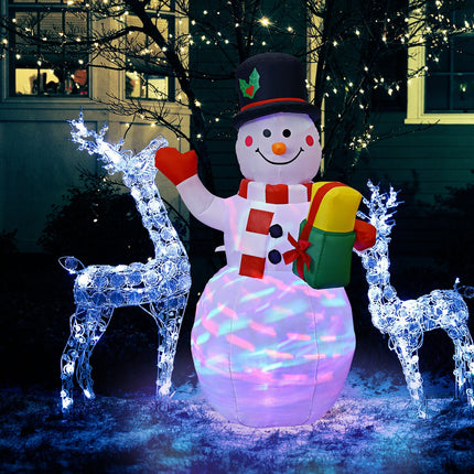 5 Feet Tall Snowman Inflatable Blow up Inflatable with Built-in Colorful LED Lights