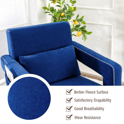 Modern Berber Fleece Single Sofa Chair with Ottoman and Waist Pillow