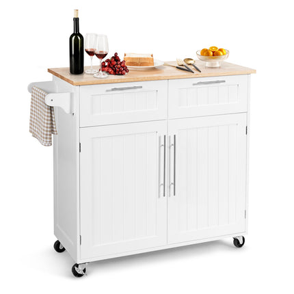 Heavy Duty Rolling Kitchen Cart with Tower Holder and Drawer