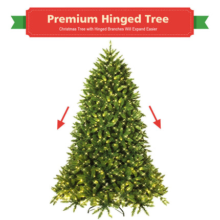 Premium Hinged Artificial Fir Christmas Tree with LED Lights