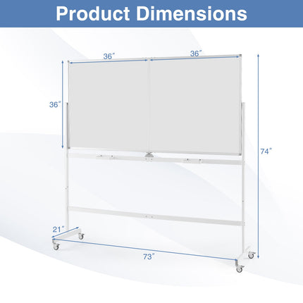 Rolling Double-Sided Magnetic Whiteboard on Wheels with Stand and Aluminum Alloy Frame