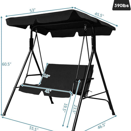 Loveseat Cushioned Patio Steel Frame Swing Glider