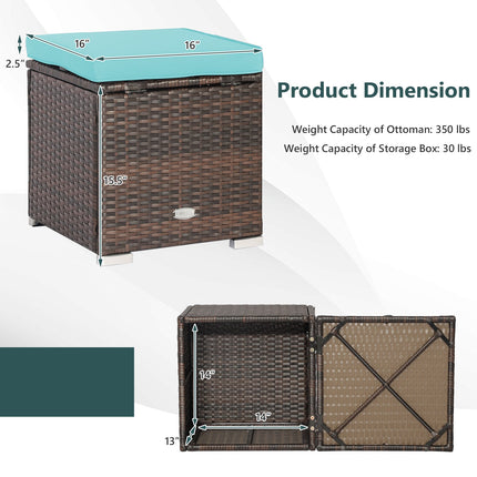 2 Pieces Patio Ottoman with Hidden Storage Space-Mix Grey
