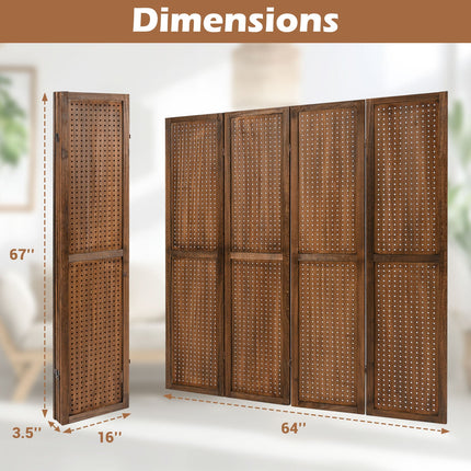Pegboard Display with 360¬∞ Metal Hinges and Solid Wood Frame