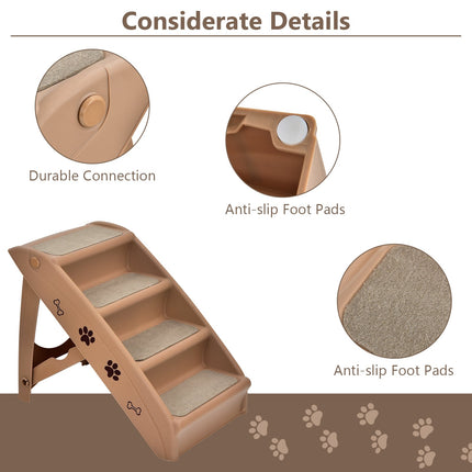 Collapsible Plastic Pet Stairs 4 Step Ladder for Small Dog and Cats