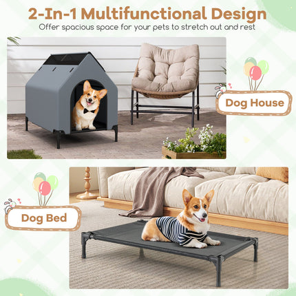 Large/Middle/Small Outdoor Elevated Pet House with Ventilated Windows