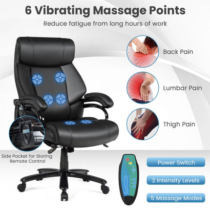 Big & Tall 400lb PU Leather Massage Office Chair-Black