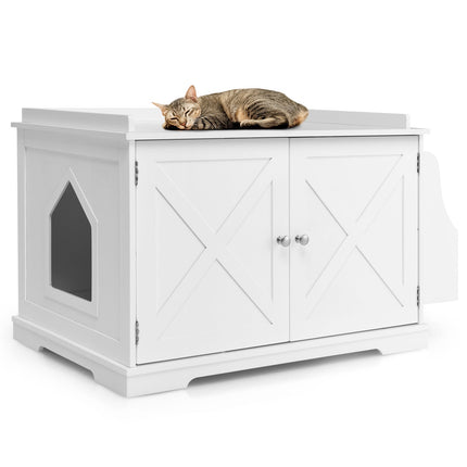 Large Wooden Cat Litter Box Enclosure with the Storage Rack