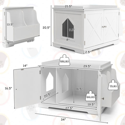 Large Wooden Cat Litter Box Enclosure with the Storage Rack