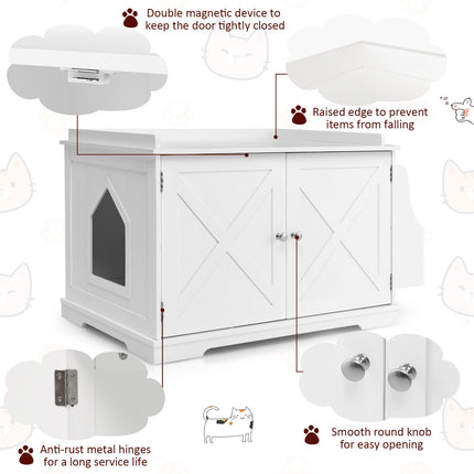 Large Wooden Cat Litter Box Enclosure with the Storage Rack