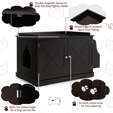 Large Wooden Cat Litter Box Enclosure with the Storage Rack