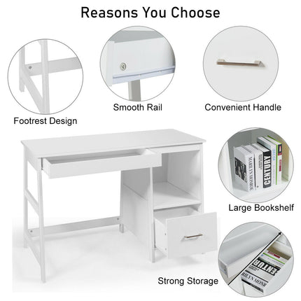 47.5 Inch Modern Home Computer Desk with 2 Storage Drawers