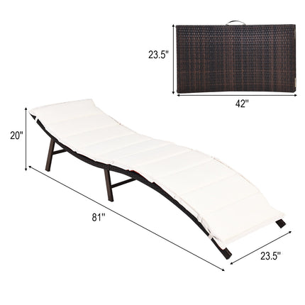 2Pcs Folding Patio Lounger Chair