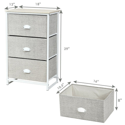 Nightstand Side Table Storage Tower Dresser Chest with 3 Drawers