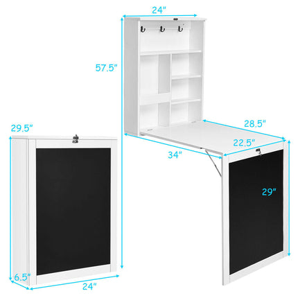 Convertible Wall Mounted Table with A Chalkboard