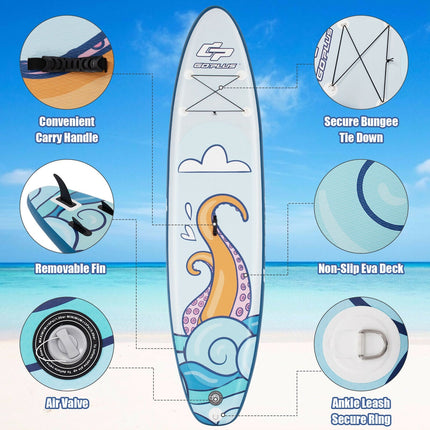 11 ft Inflatable Stand Up Paddle Board Surfboard with Aluminum Paddle Pump