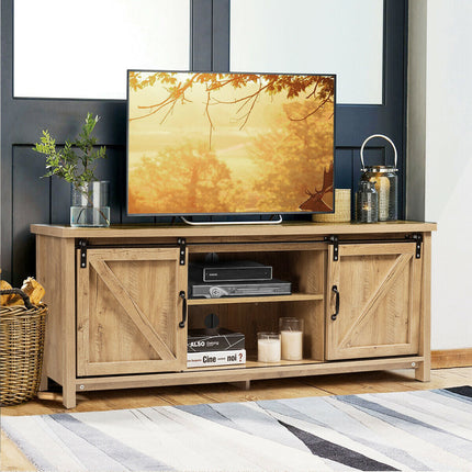 TV Stand Media Center Console Cabinet with Sliding Barn Door