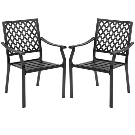 3 Pieces Patio Dining Set Stackable Chairs Armrest Table with Umbrella Hole