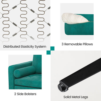 Modular 1/2/3/4-Seat L-Shaped Sectional Sofa Couch with Socket USB Port-3-Seat with USB port