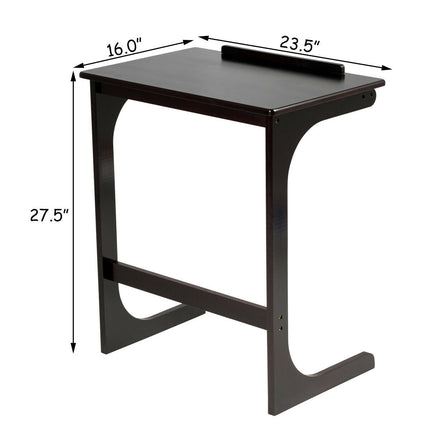 Adjustable C-Shape Couch End Table wth Tilting Top-Brown