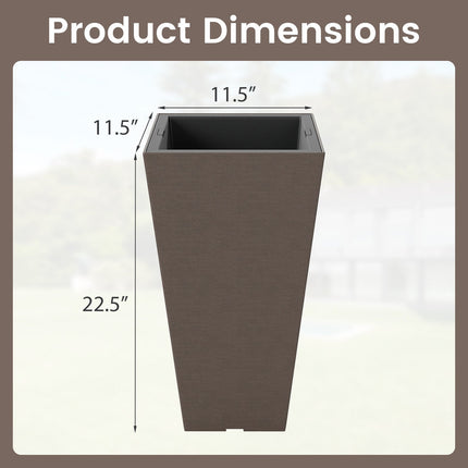 Set of 2 Square Taper Planter with Removable Inner Bucket and Optional Drainage Hole