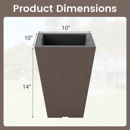 Set of 2 Square Taper Planter with Removable Inner Bucket and Optional Drainage Hole