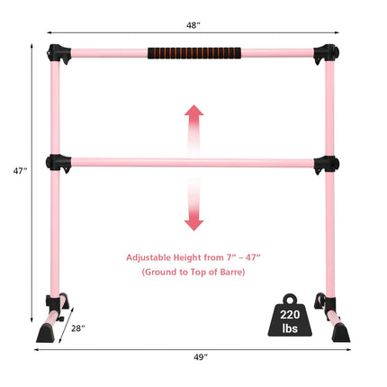 4 Feet Portable Ballet Barre with Adjustable Height